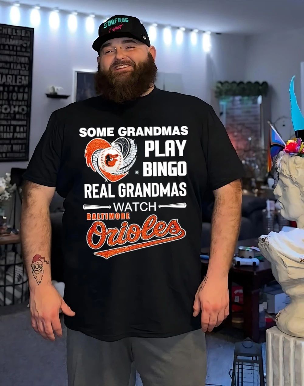 Some grandmas play Bingo real grandmas watch Baltimore Orioles diamond heart shirt