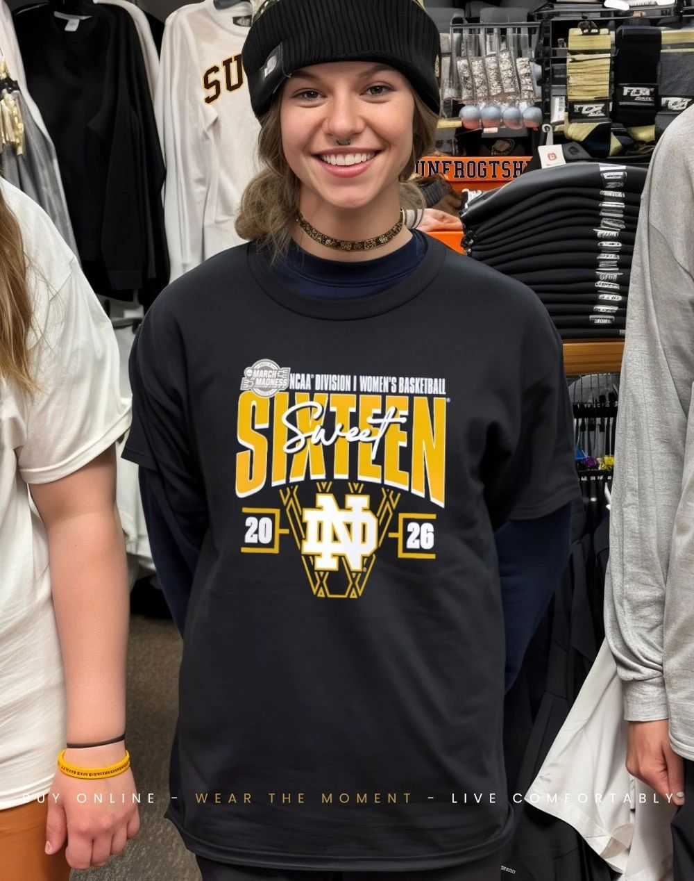 Notre Dame Fighting Irish 2026 NCAA Women’s Basketball Tournament March Madness Sweet 16 Court Shot shirt