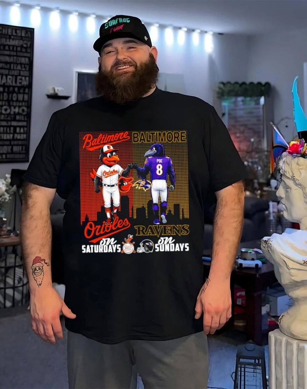 Baltimore Orioles on saturdays vs Baltimore Ravens on sundays city skyline shirt
