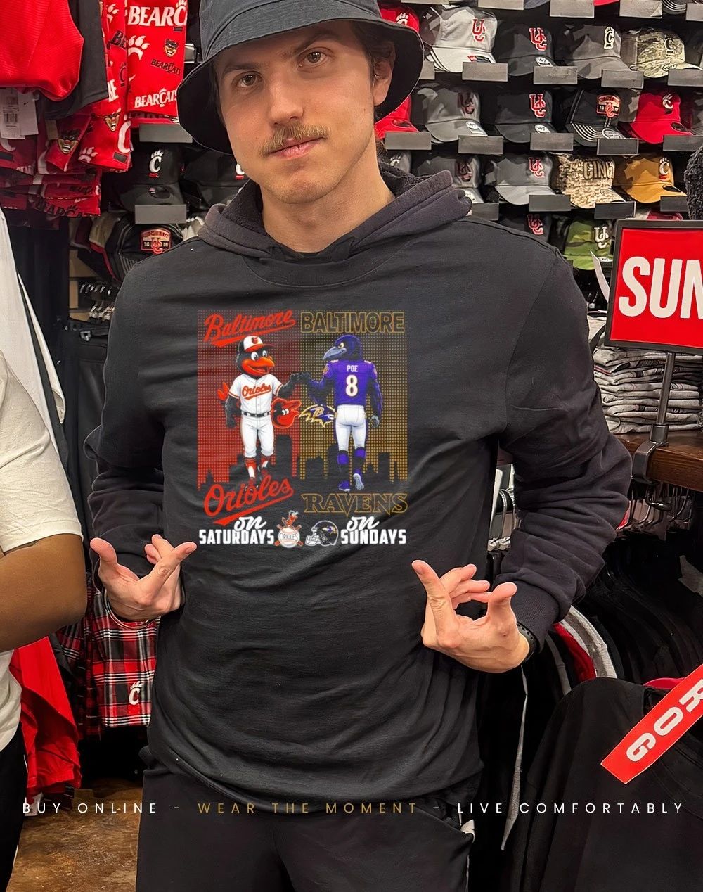 Baltimore Orioles on saturdays vs Baltimore Ravens on sundays city skyline shirt