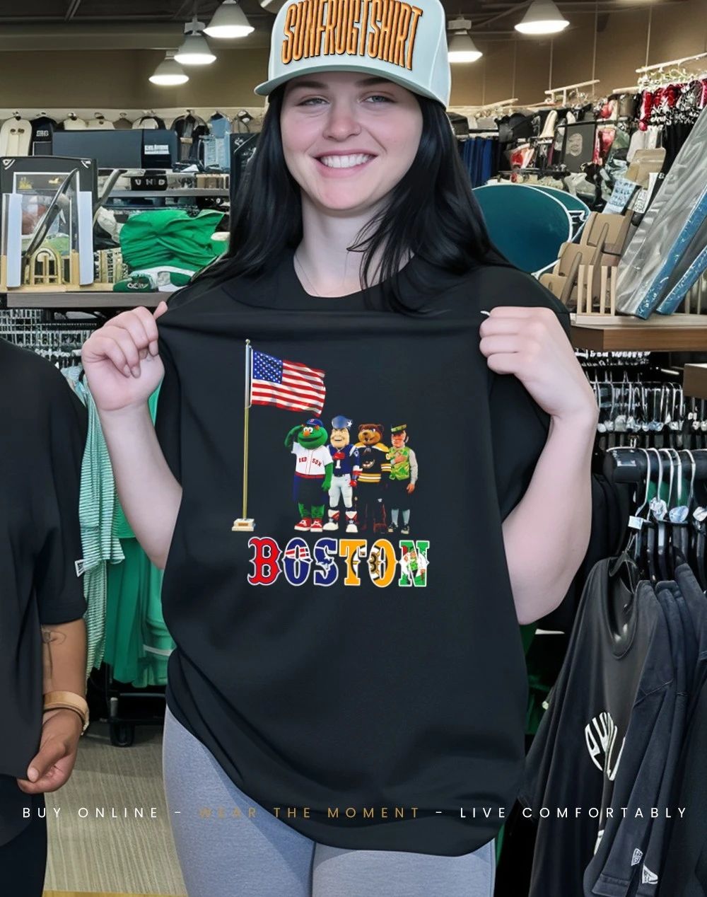 Boston sports mascot salute the flag shirt