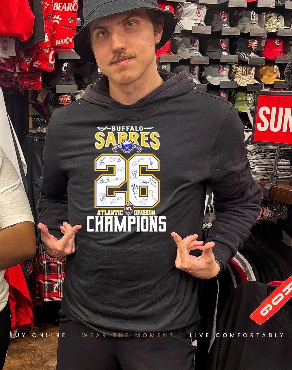 Buffalo Sabres 2026 50-23-8 Atlantic Division Champions signatures shirt