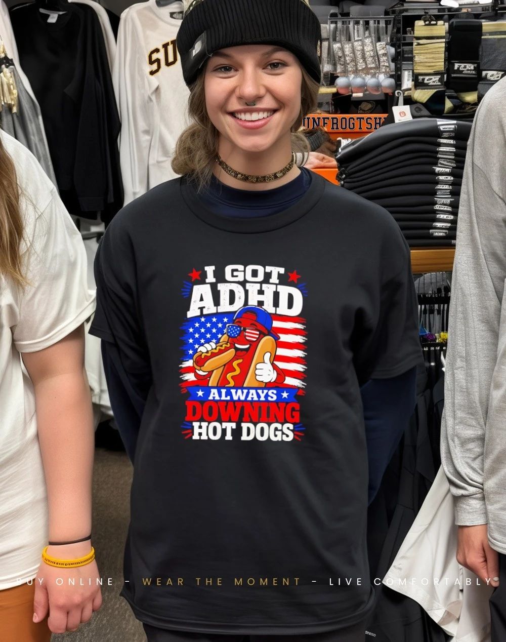 I Got ADHD Always Downing Hot Dogs shirt
