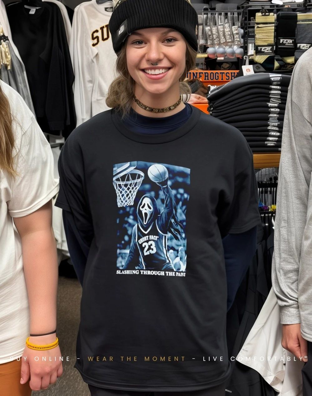 Ghostface basketball slashing through the paint shirt