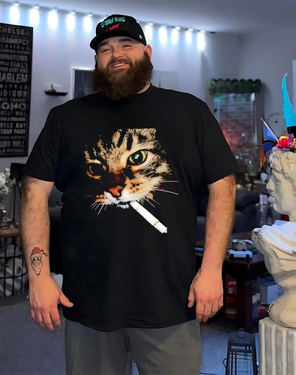 Cat smoking big head meme shirt