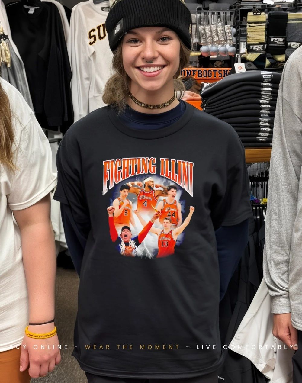 Fighting Illini Men’s Basketball 2026 player collage shirt