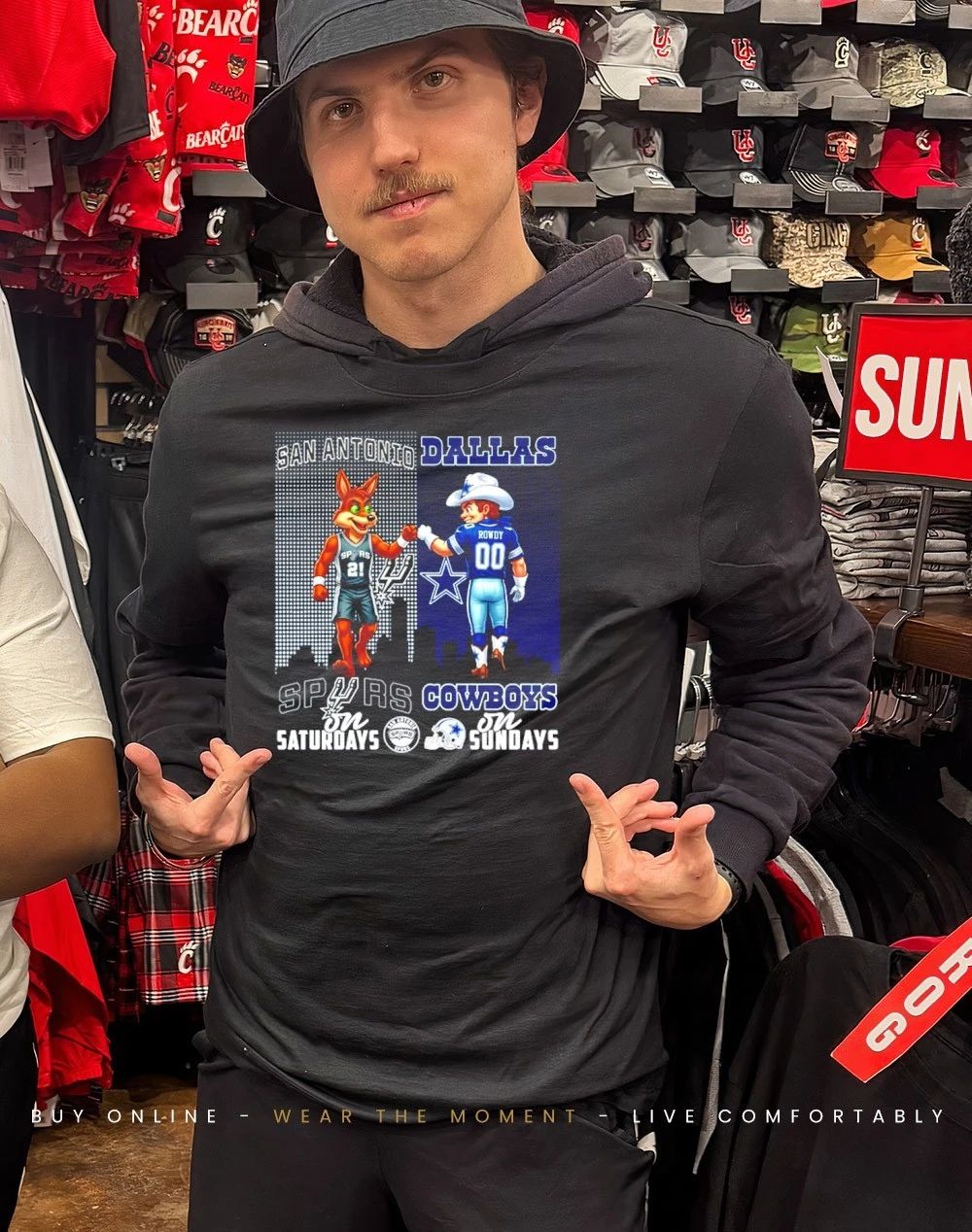 San Antonio Spurs on saturdays vs Dallas Cowboys on sundays city skyline shirt
