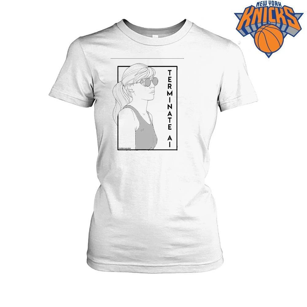 Terminate AI Sarah Connor Terminator Cyberpunk Goggles Line Art Shirt