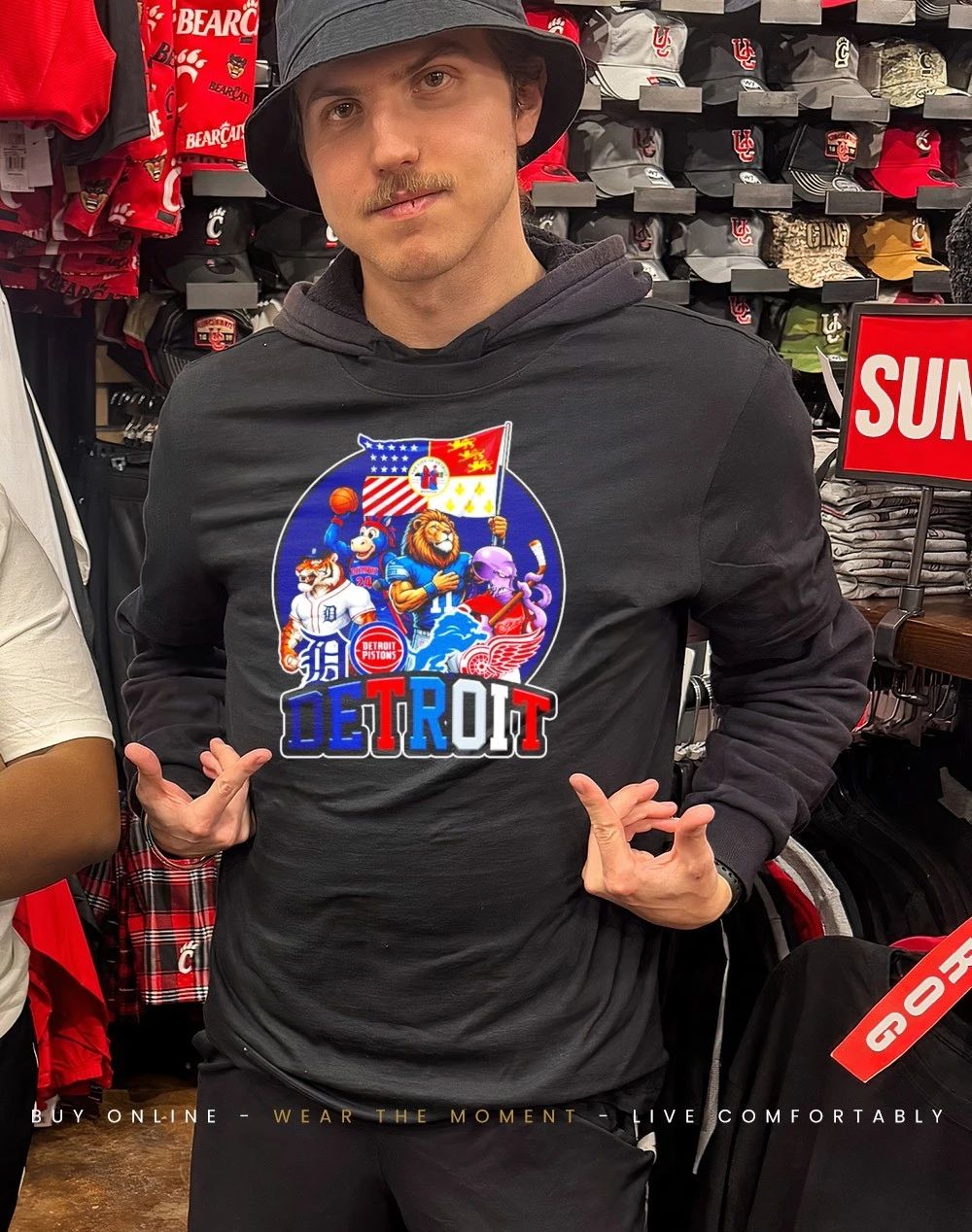 Detroit sports mascot squad flag shirt