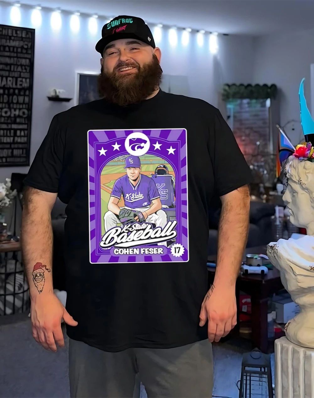Cohen Feser 17 Kansas State Wildcats baseball card Inspired shirt