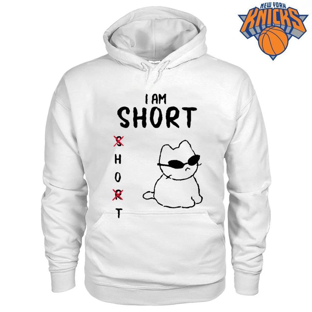 I Am Short Hot Funny Cat Wearing Sunglasses Acronym Meme Cross Out Text Shirt