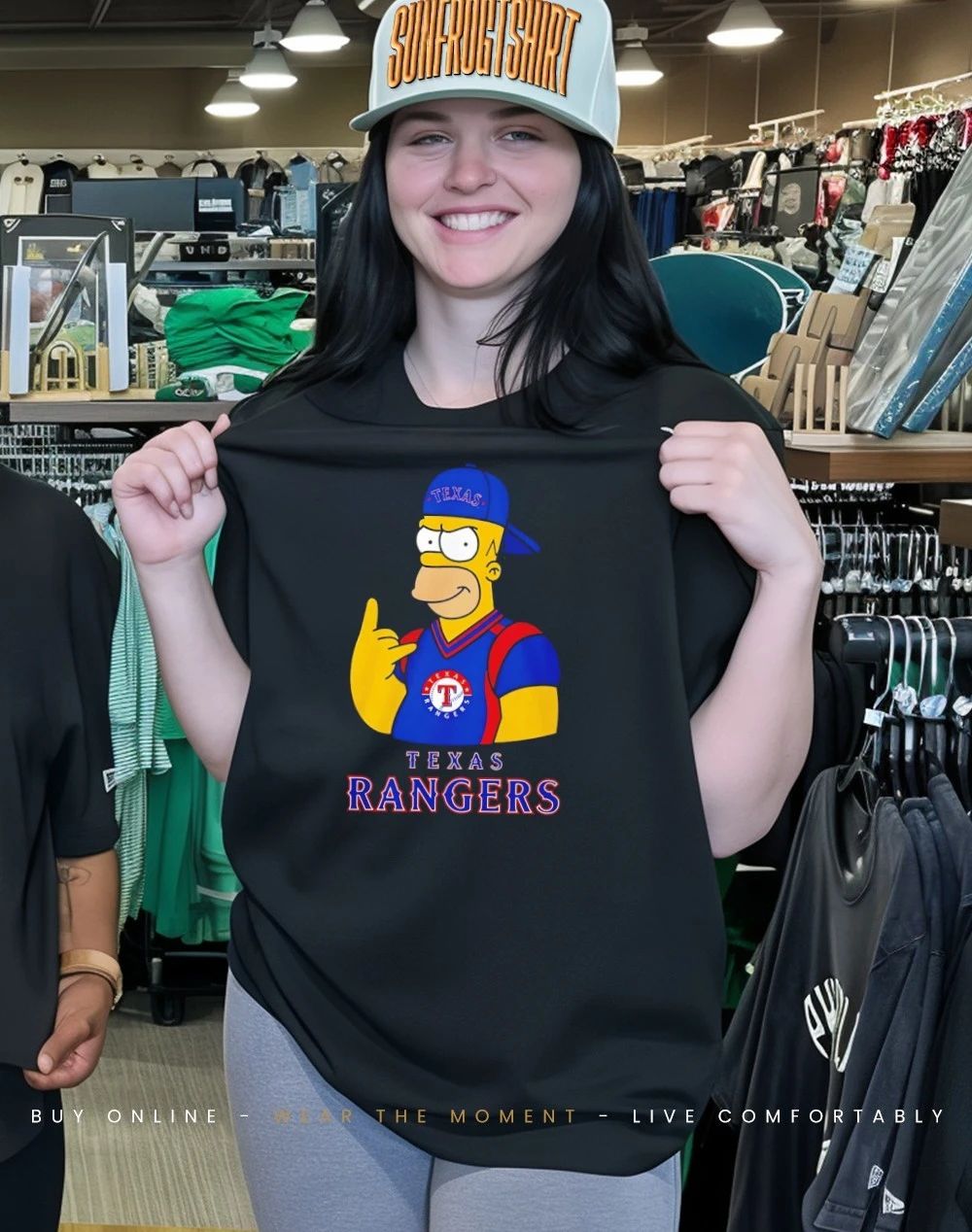 The Simpsons x Texas Rangers player rock hand shirt
