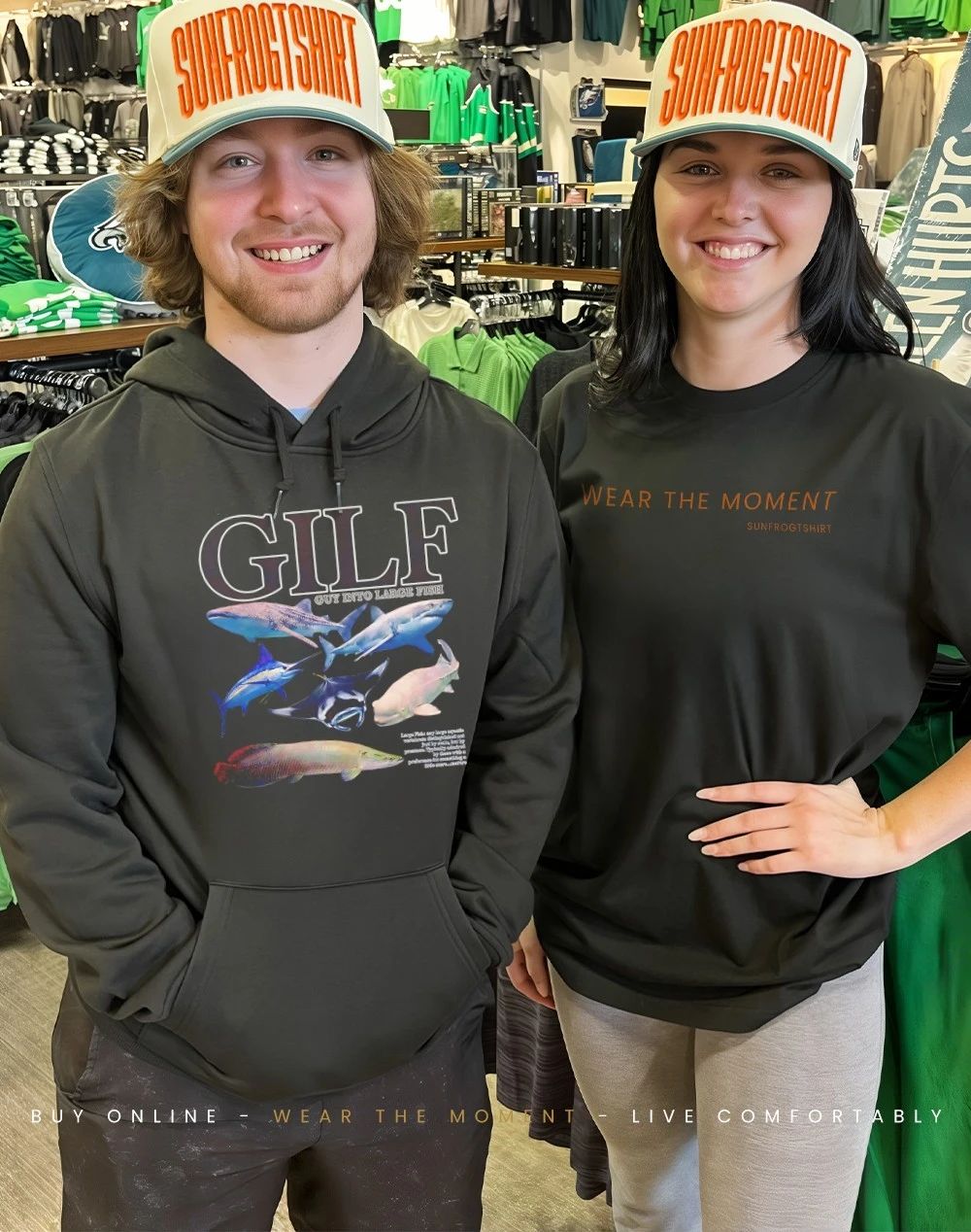 GILF guy into large fish shirt