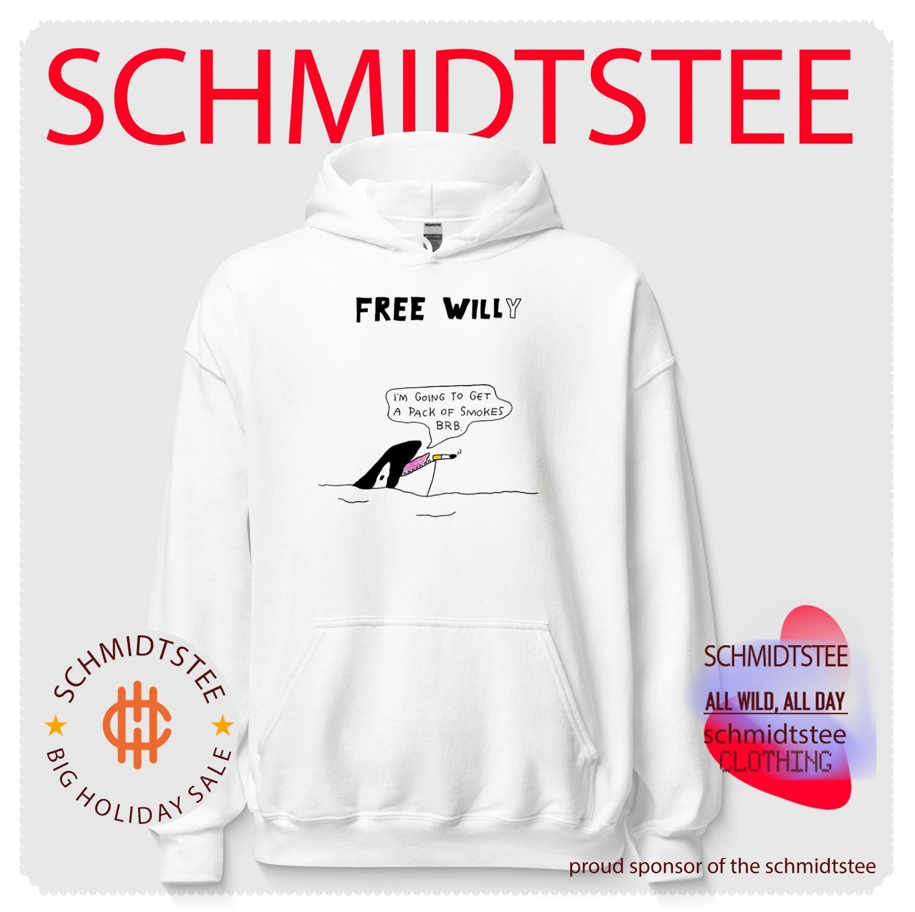 Free Will Free Willy Orca Smoking Cigarette shirt