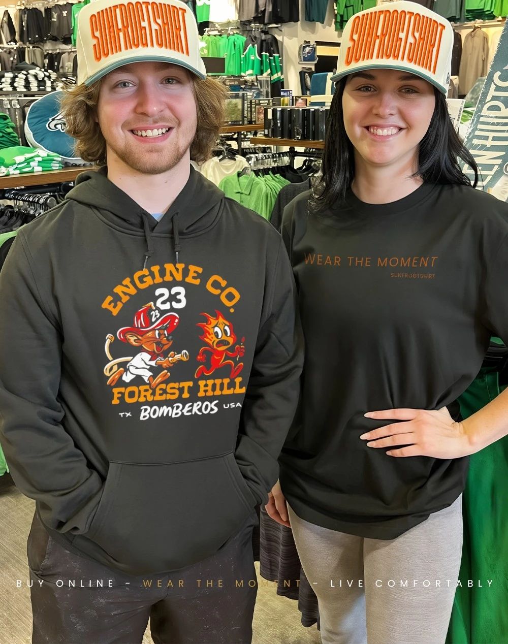 Mouse chasing fire Engine Co Forest Hill Bomberos shirt