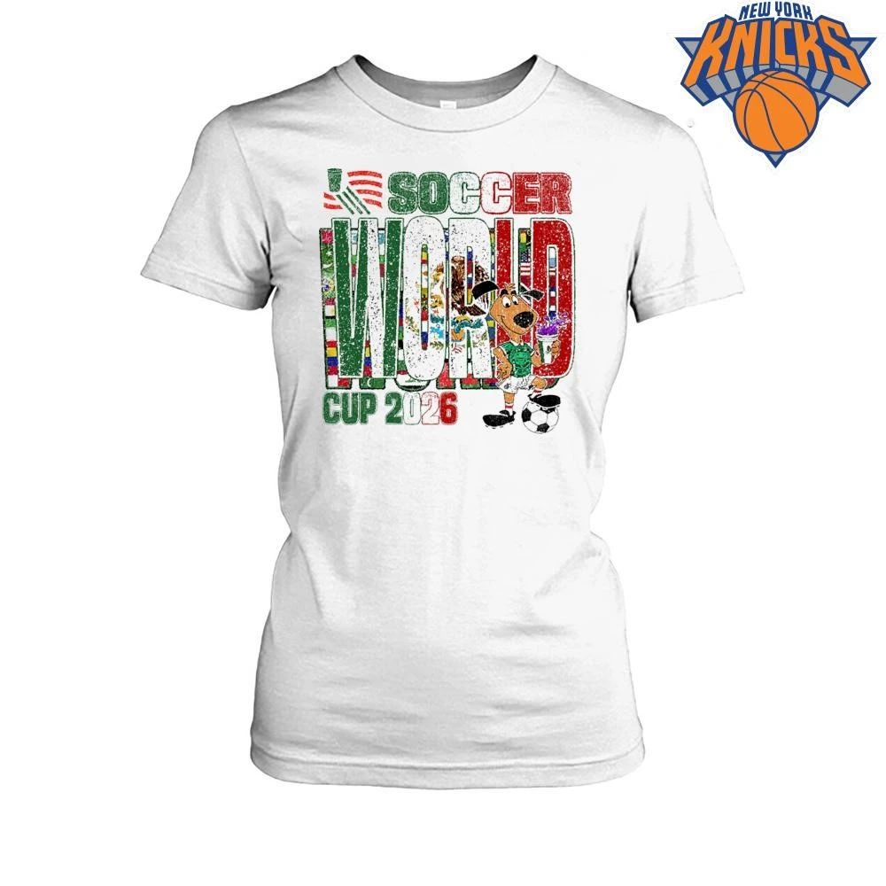Soccer World Cup 2026 USA Mexico Canada national teams flags cute cartoon dog football trophy sports fan shirt