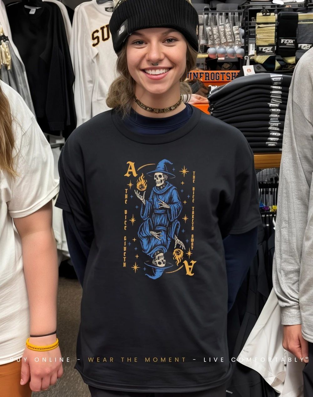 Ace skeleton the dice giveth and the dice taketh away shirt