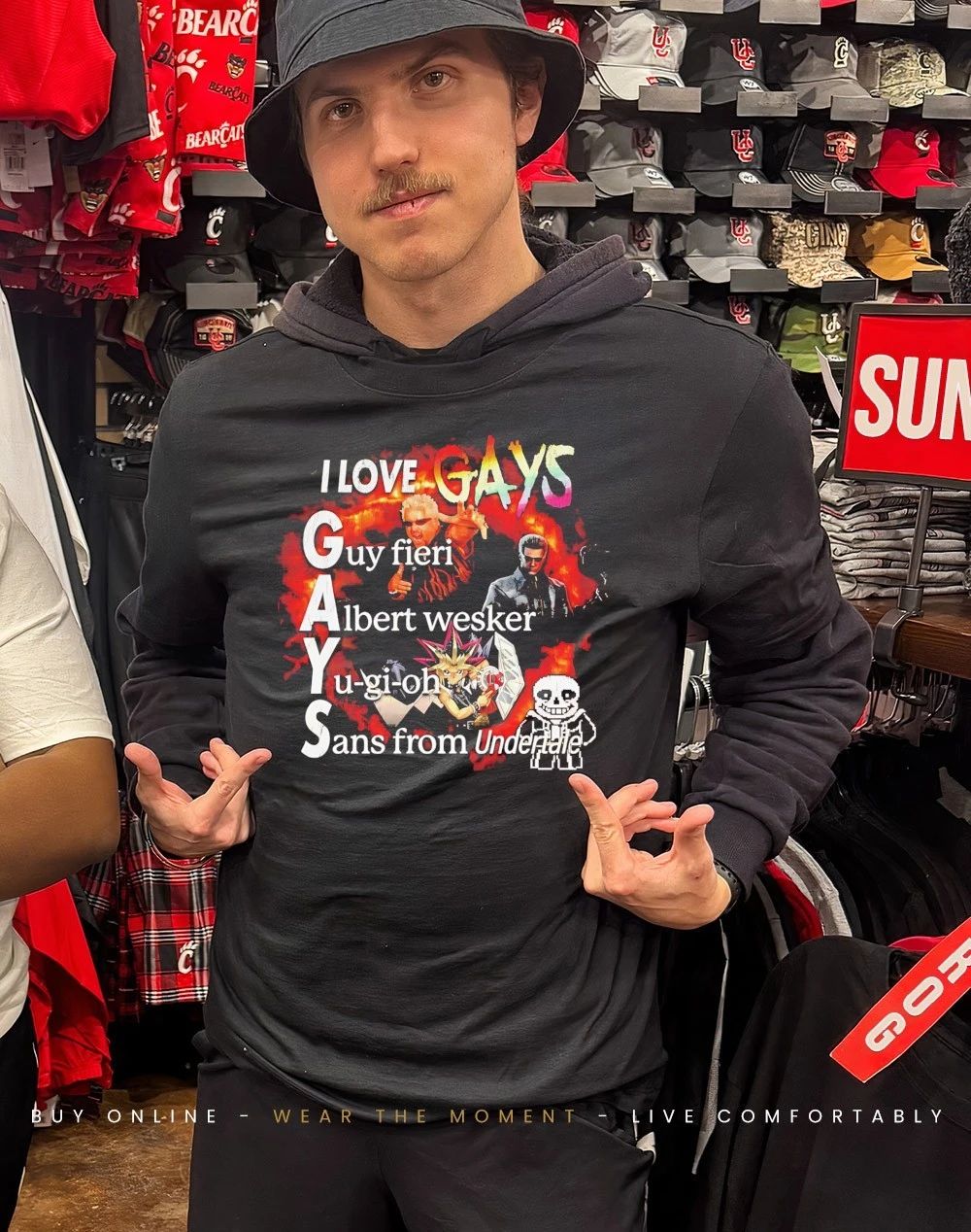 I Love GAYS guy fieri albert wesker yugioh sans from undertale shirt