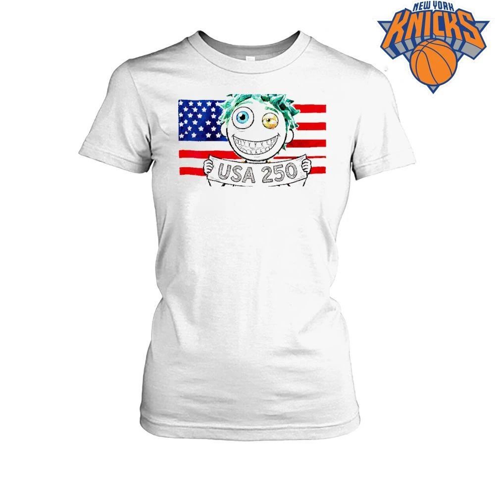 Cartoon Crazy Eyes Green Hair USA 250 Semiquincentennial Celebration American Flag shirt