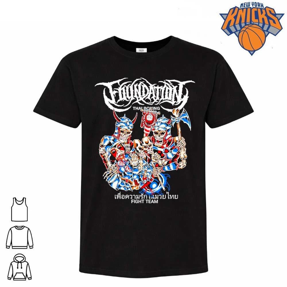 Foundation Thai Boxing Fight Team Skeleton Skull Hardcore Metal Band Shirt