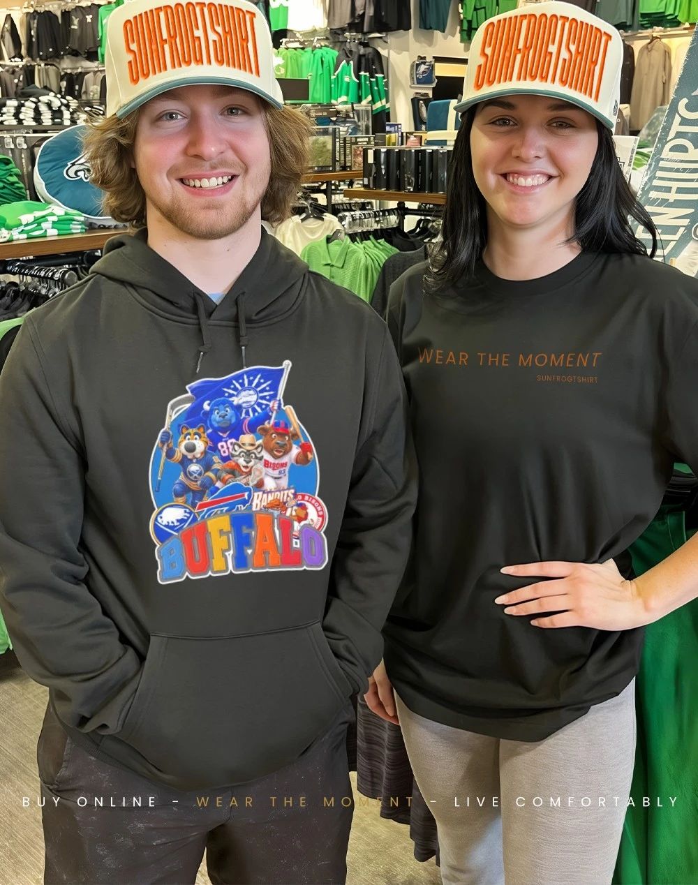 Buffalo sports mascot squad flag shirt