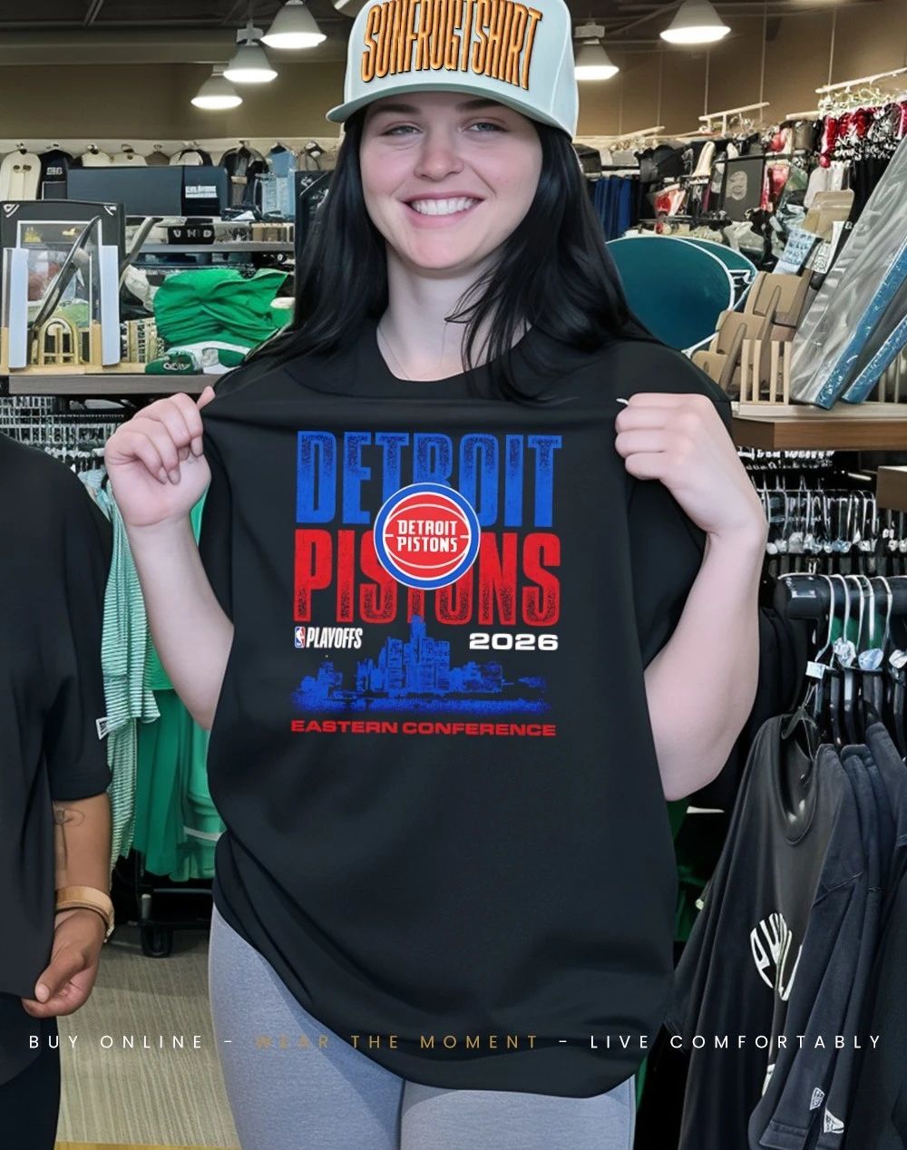 Detroit Pistons Playoffs ’26 Eastern Conference city skyline shirt