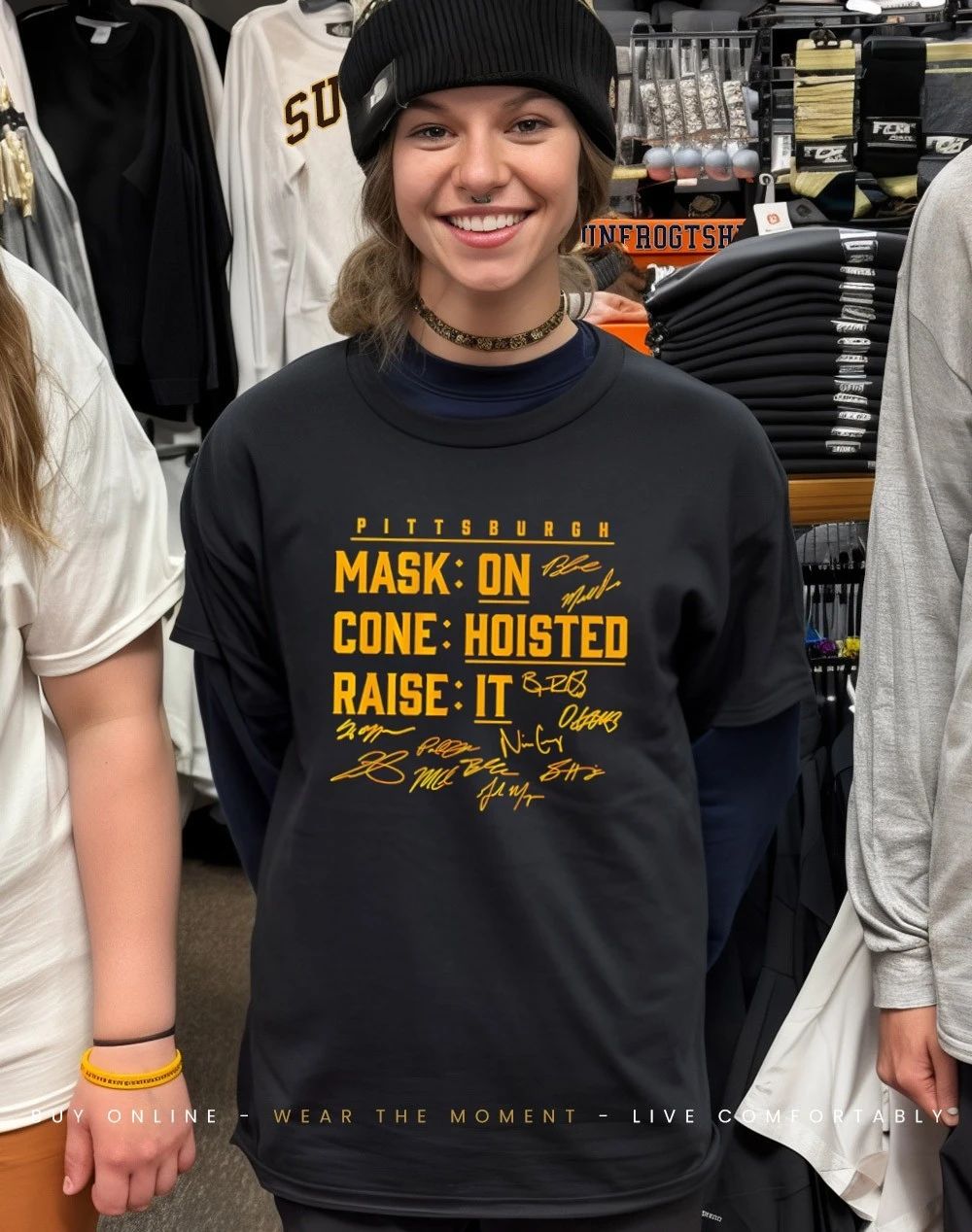 Pittsburgh Baseball Mask On Cone Hoisted Raise It signatures shirt