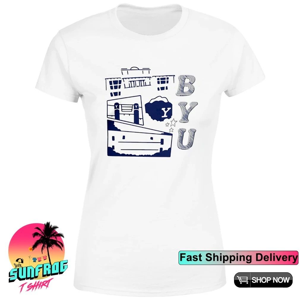 BYU Campus Landmarks comic paint shirt
