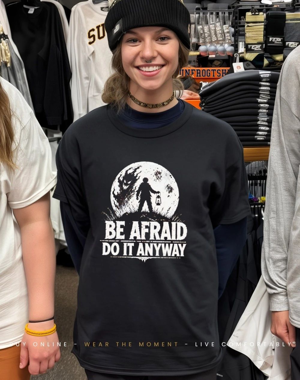 Be afraid do it anyway Moon graphic shirt