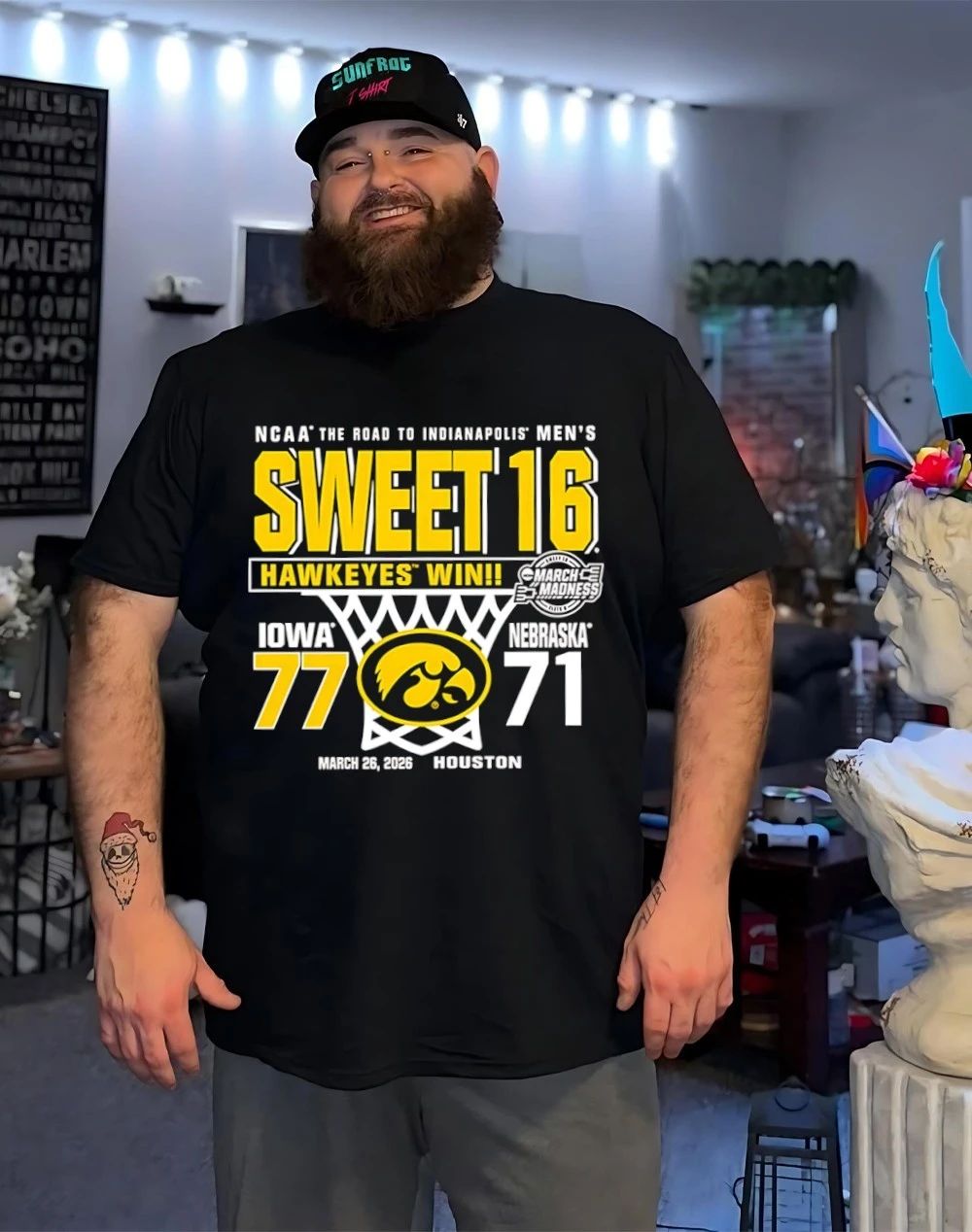 Iowa Hawkeyes 2026 Men’s Basketball Sweet 16 Score vs Nebraska Cornhuskers shirt