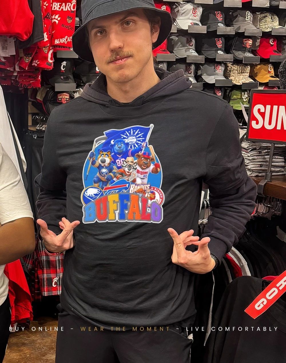 Buffalo sports mascot squad flag shirt