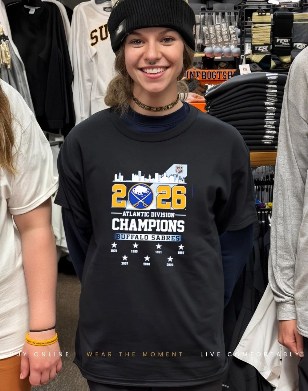 Buffalo Sabres 2026 Atlantic Division Champions 7 Time city skyline shirt