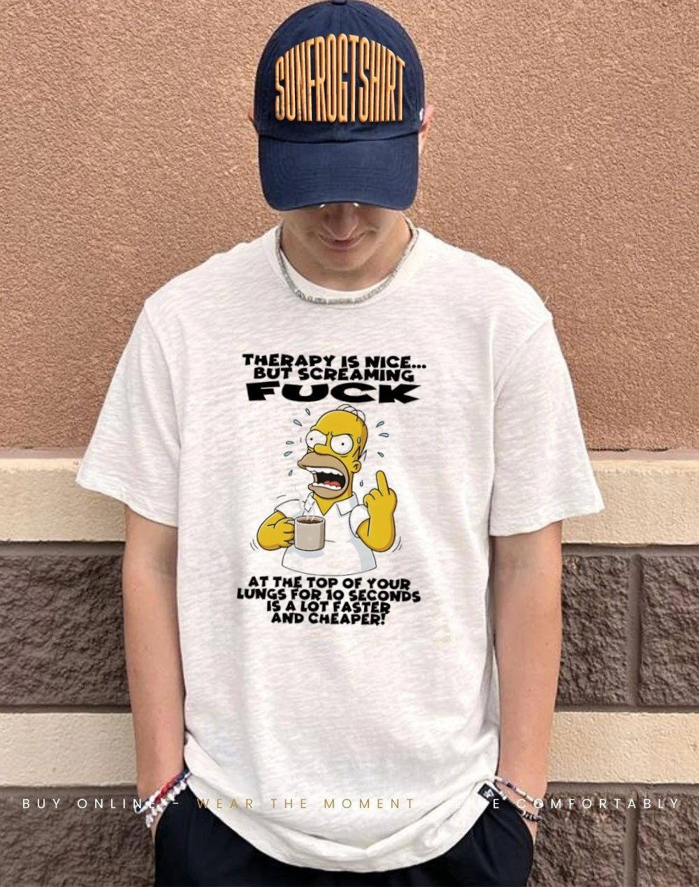 Simpsons therapy is nice but screaming fuck at the top of your lungs for 10 seconds shirt