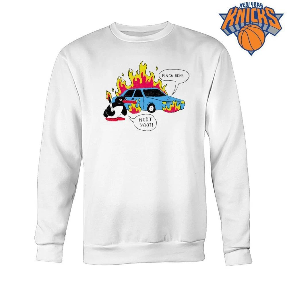 Pingu Nein Noot Noot Burning Car Arson Penguin Meme Shirt