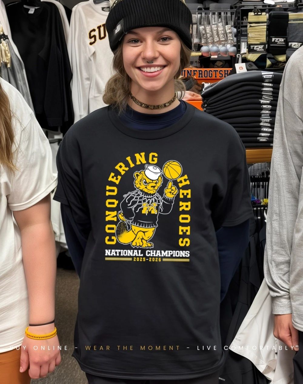 Michigan Wolverines National Champions 2026 Conquering Heroes Basketball mascot shirt