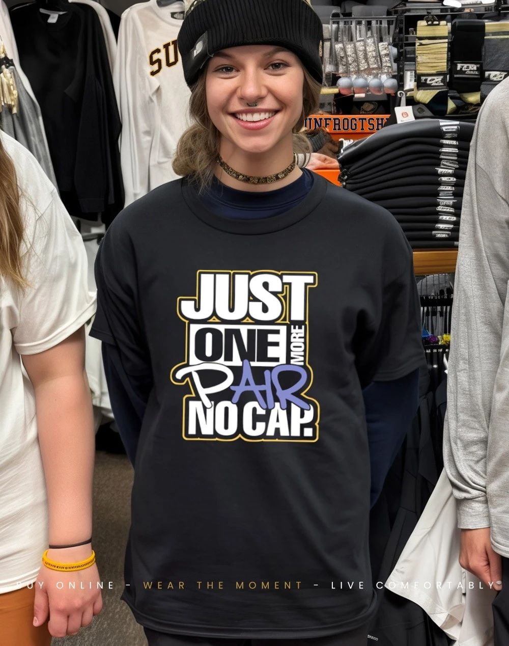 Just one more pair no cap shirt