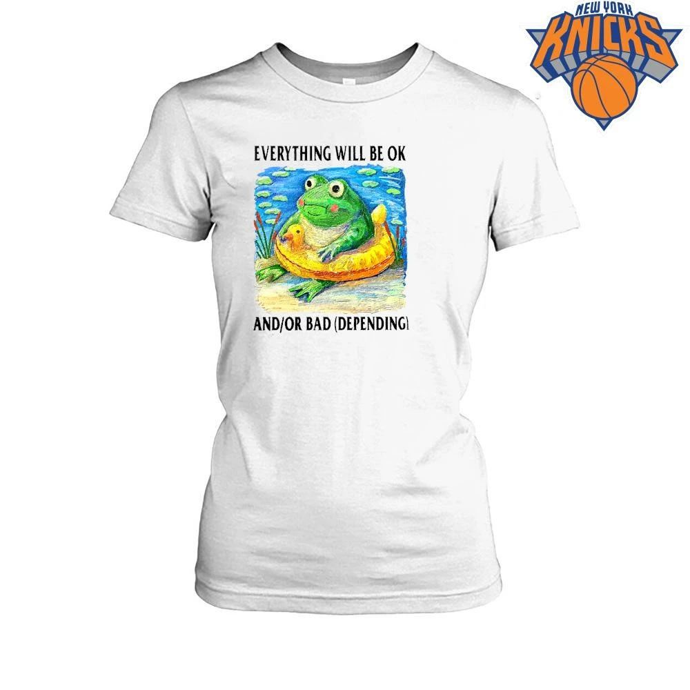 Funny Frog Everything Will Be OK And Or Bad Realistic Painting Art Vintage T Shirt