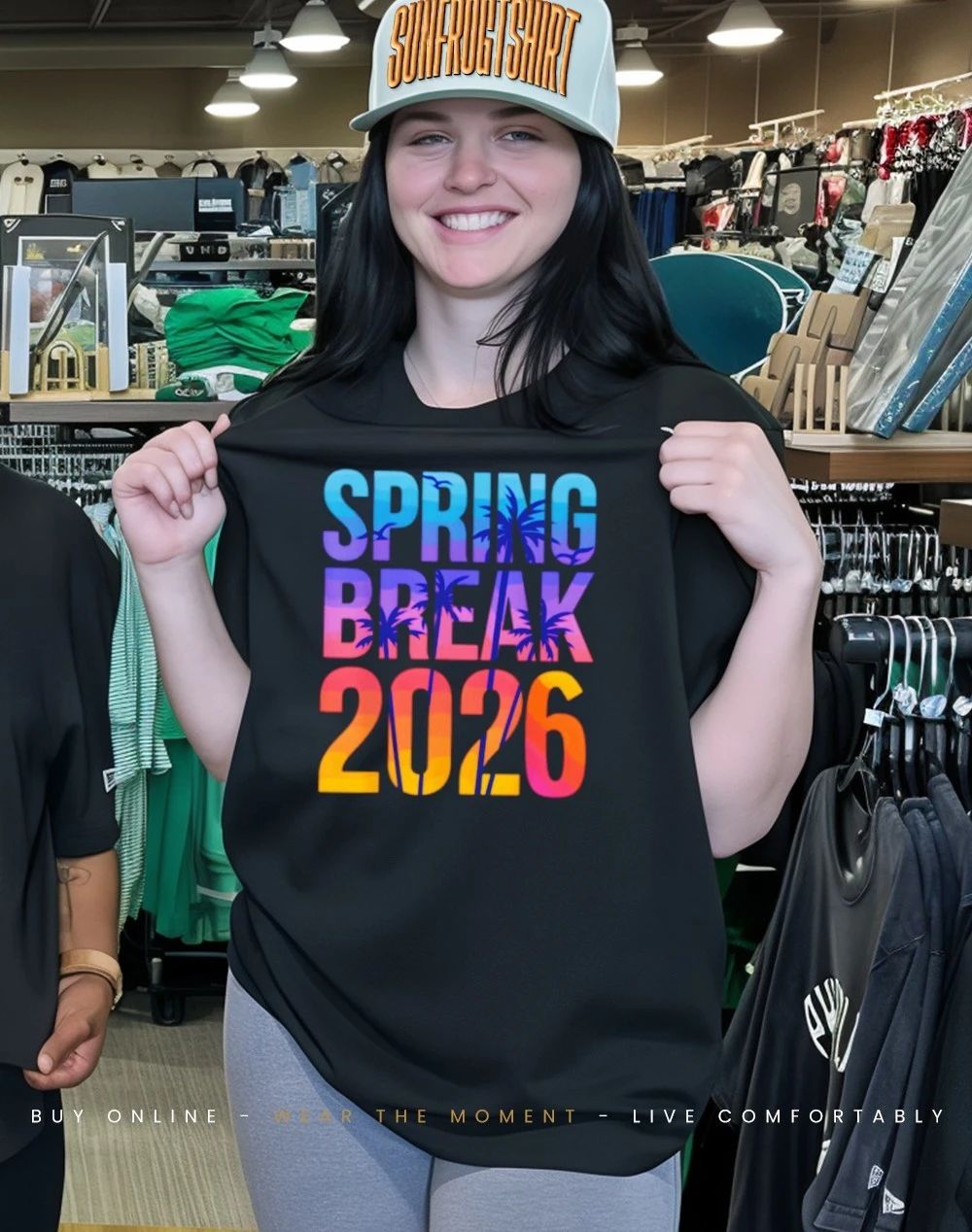Spring Break 2026 sunset graphic shirt