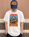 Jawbs bite fire hose firefighter Jaws parody shirt