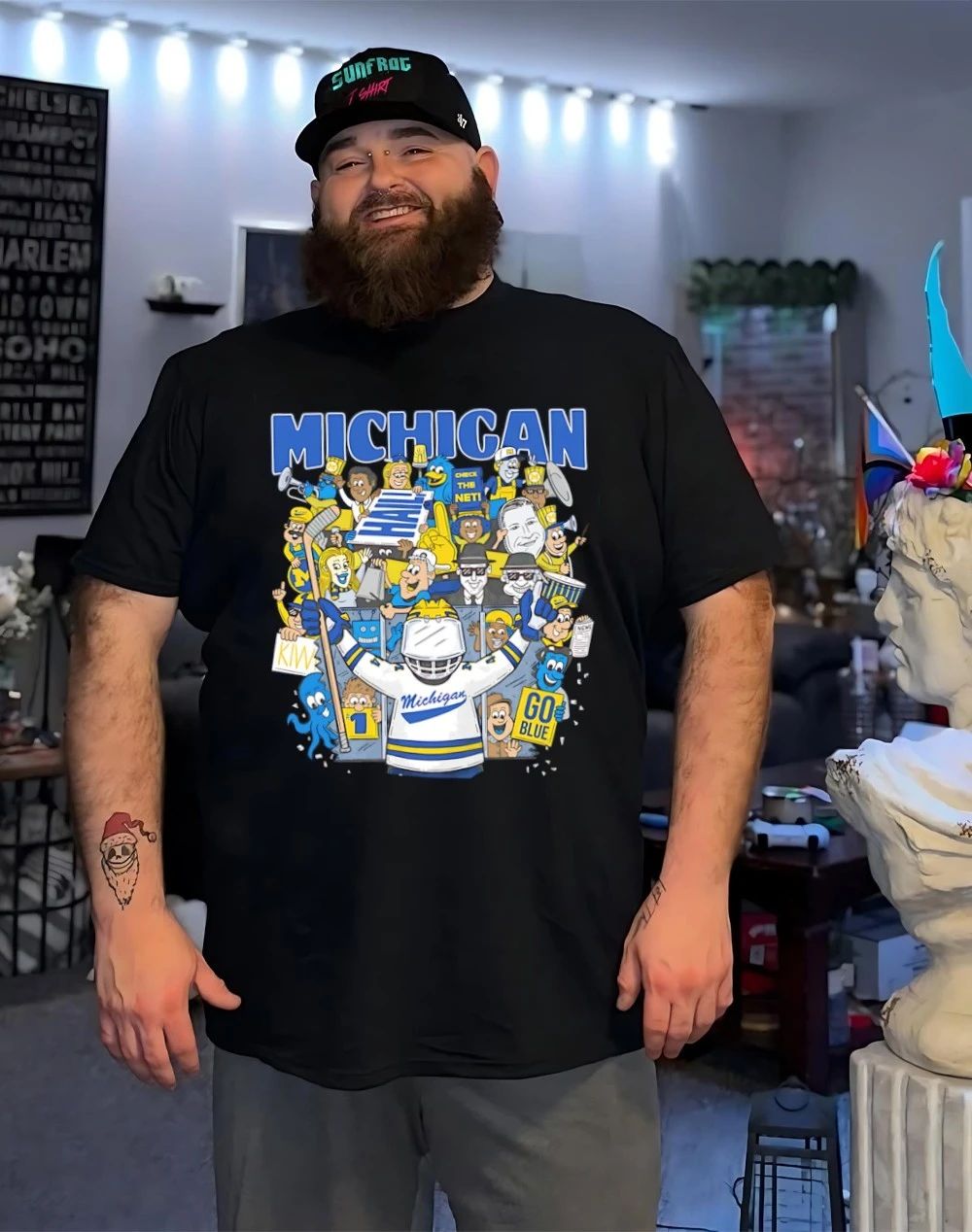 Michigan Wolverines check the net Hail Go Blue caricature 2026 shirt