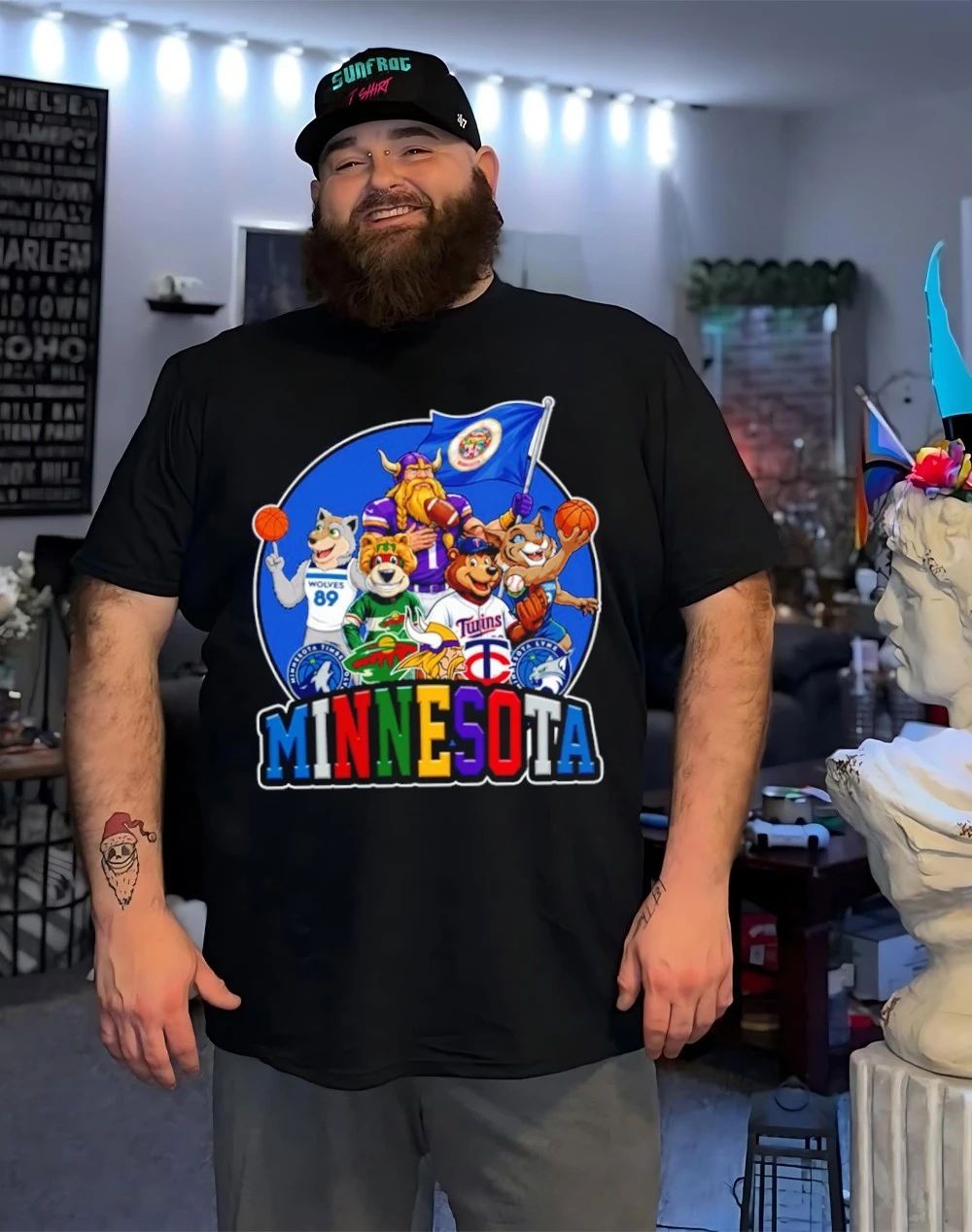 Minnesota sports mascot squad flag shirt