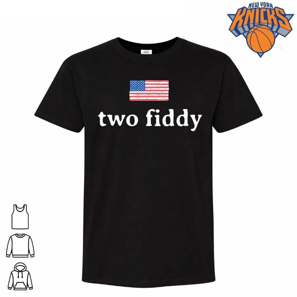 Two Fiddy US Flag Distressed Text Patriotic Shirt