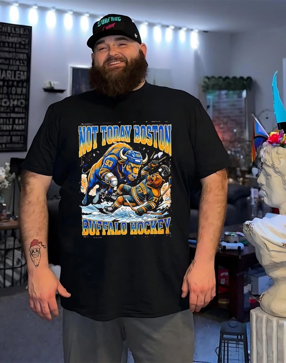 Buffalo Sabers not today Boston Buffalo Hockey mascot shirt