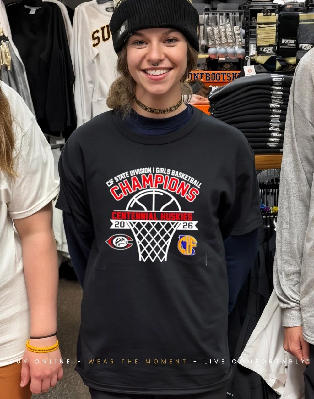 Centennial Huskies CIF State Division I Girls Basketball Champions 2026 logo shirt