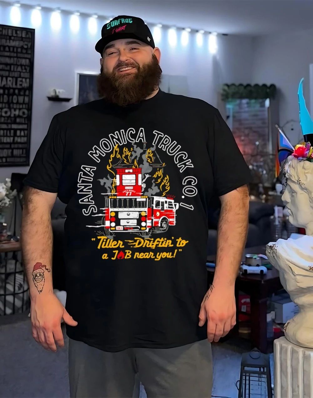 Santa Monica Truck Co 1 Fire Tiller drifting to a job near you shirt