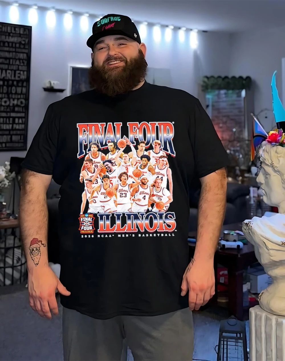 Illinois Men’s Basketball Final Four NCAA March Madness 2026 player collage shirt