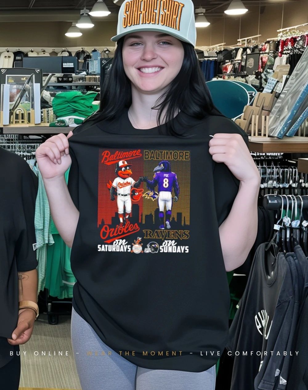 Baltimore Orioles on saturdays vs Baltimore Ravens on sundays city skyline shirt
