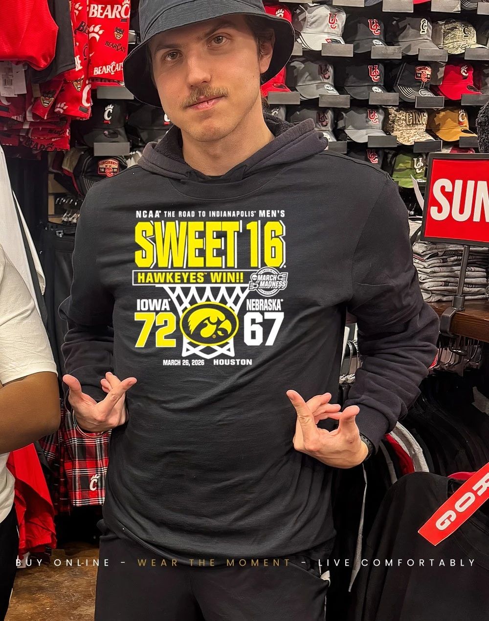 Iowa Hawkeyes 2026 Men’s Basketball Sweet 16 Score vs Nebraska Cornhuskers 72-67 shirt