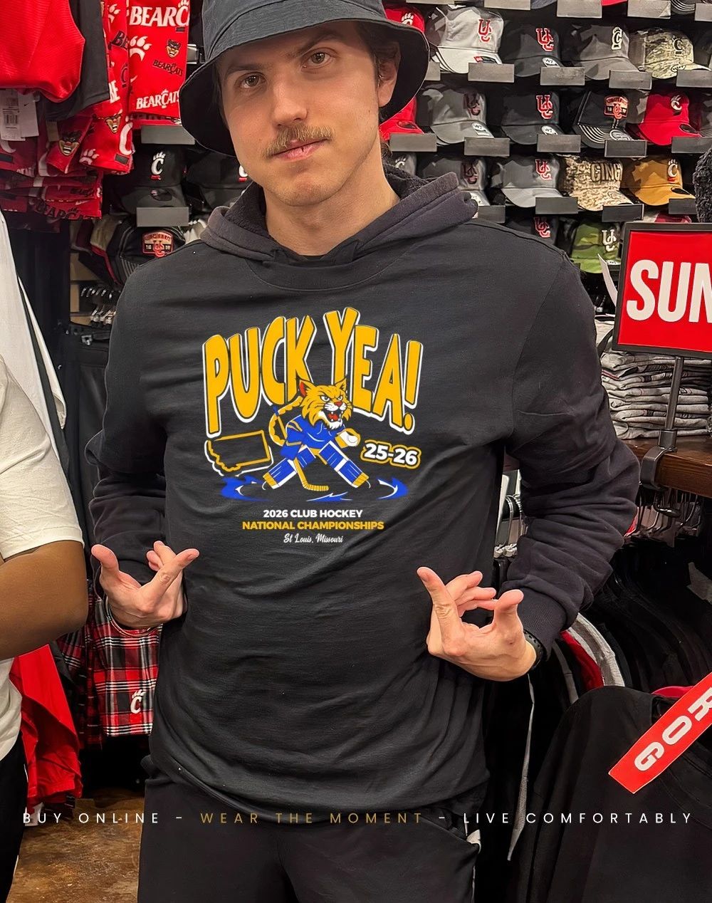 Puck Yea 2026 Club Hockey Nationals Championship mascot shirt