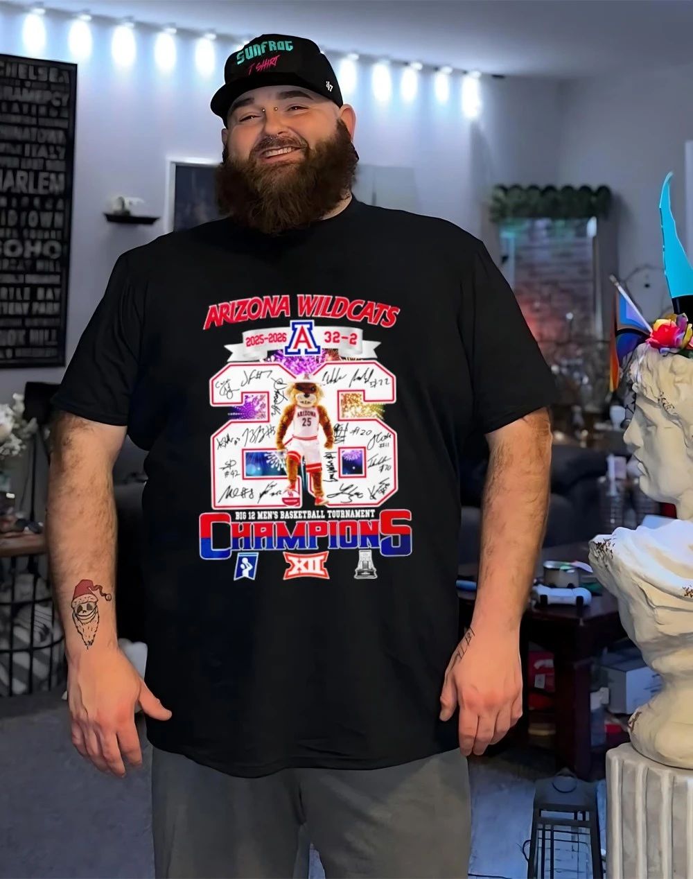 Arizona Wildcats ’25-’26 Big 12 Men’s Basketball Tournament Championship mascot shirt
